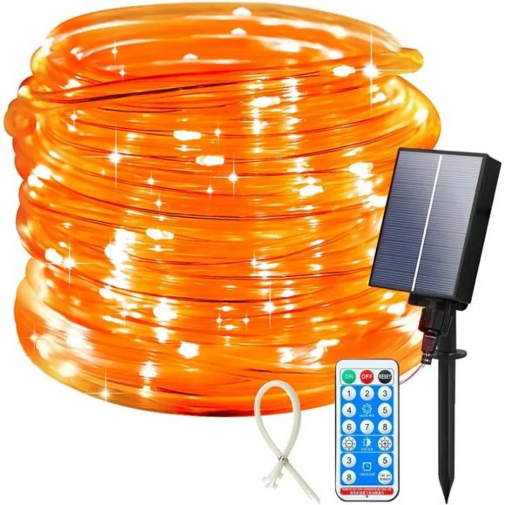 Solar Halloween Lights, 66FT 200 LED Outdoor Solar Rope Lights, IP67 Waterproof